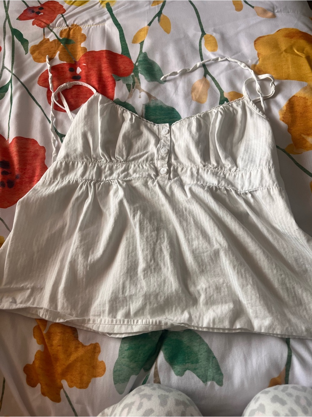 Aeropostale White Spaghetti-Strap Button-Front Camisole